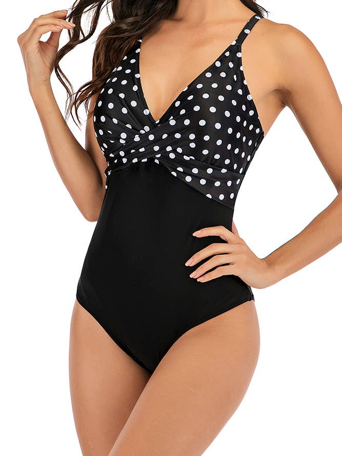 Floral Print Splicing One Piece Swimsuit ZZKF815 for wholesale by UNISHE