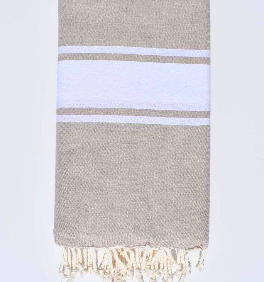 Fouta Tunisia - Vente Serviette de plage - Fouta XL Classique avec Bandes Blanches3