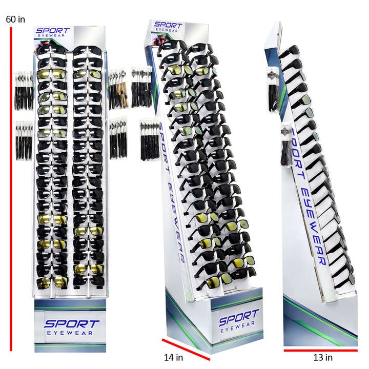 Shark Eyes, Inc - Vente Lunettes de soleil – homme - Lunettes de soleil sport avec affichage prêt à la vente au détail 180 lunettes Asst1