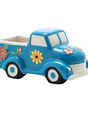 Blue Floral Pickup Planter Item # 33905 for wholesale by Napco