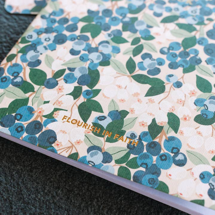 Paper Farm Press - Wholesale Notebook - Flourish in Faith Blueberry Field Stitched Notebook2