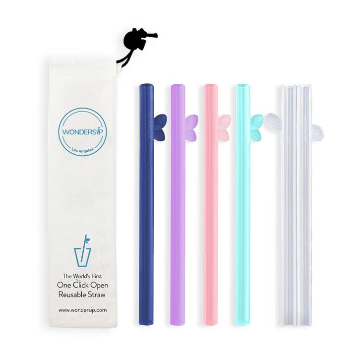 WonderSip Butterfly Jumbo Reusable Straw - 5pcs Pack for wholesale by WonderSip
