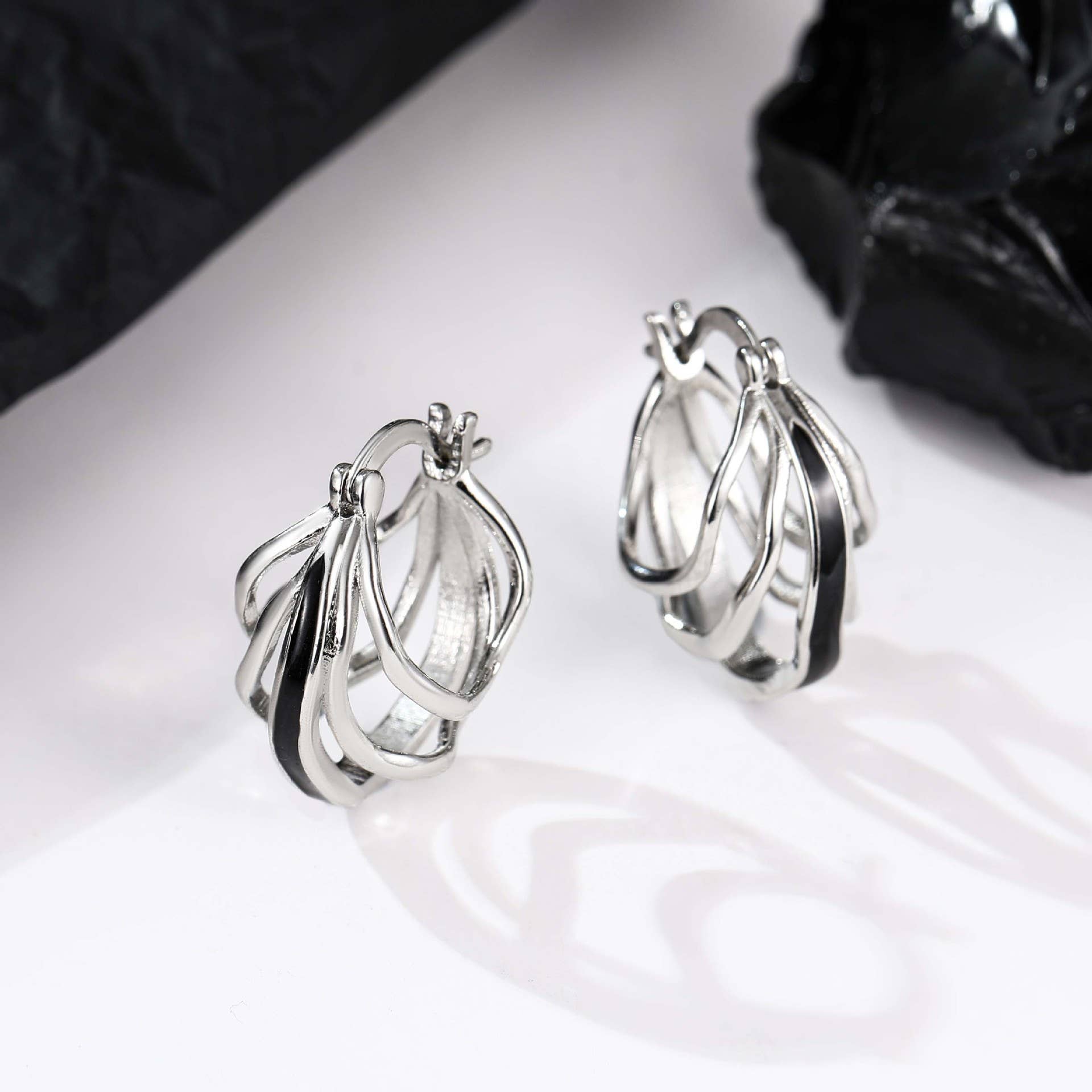 PARAGON CAT - Wholesale Dangle Earrings - 925 Silver Openwork Multi-Layers Irregular Simple Earrings2