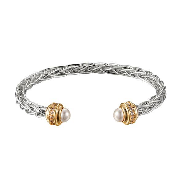 Bracelet en câble bicolore avec extrémité en perle pour la vente par Accessorizit Inc.