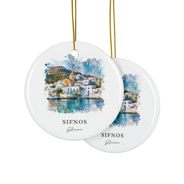 Premium Travel Art – wholesale Ornament – Sifnos Greece Ornament: Unique Sifnos Souvenir, Cyclades Islands Decor, and Authentic Sifnos Greece Gift