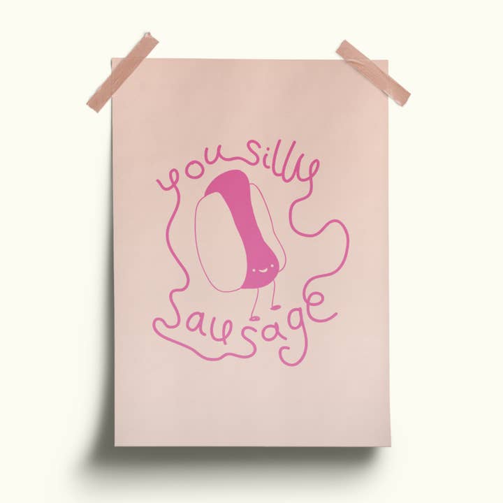 Seb & Charlie Design + Illustration - Wholesale Art print - Silly Sausage print1