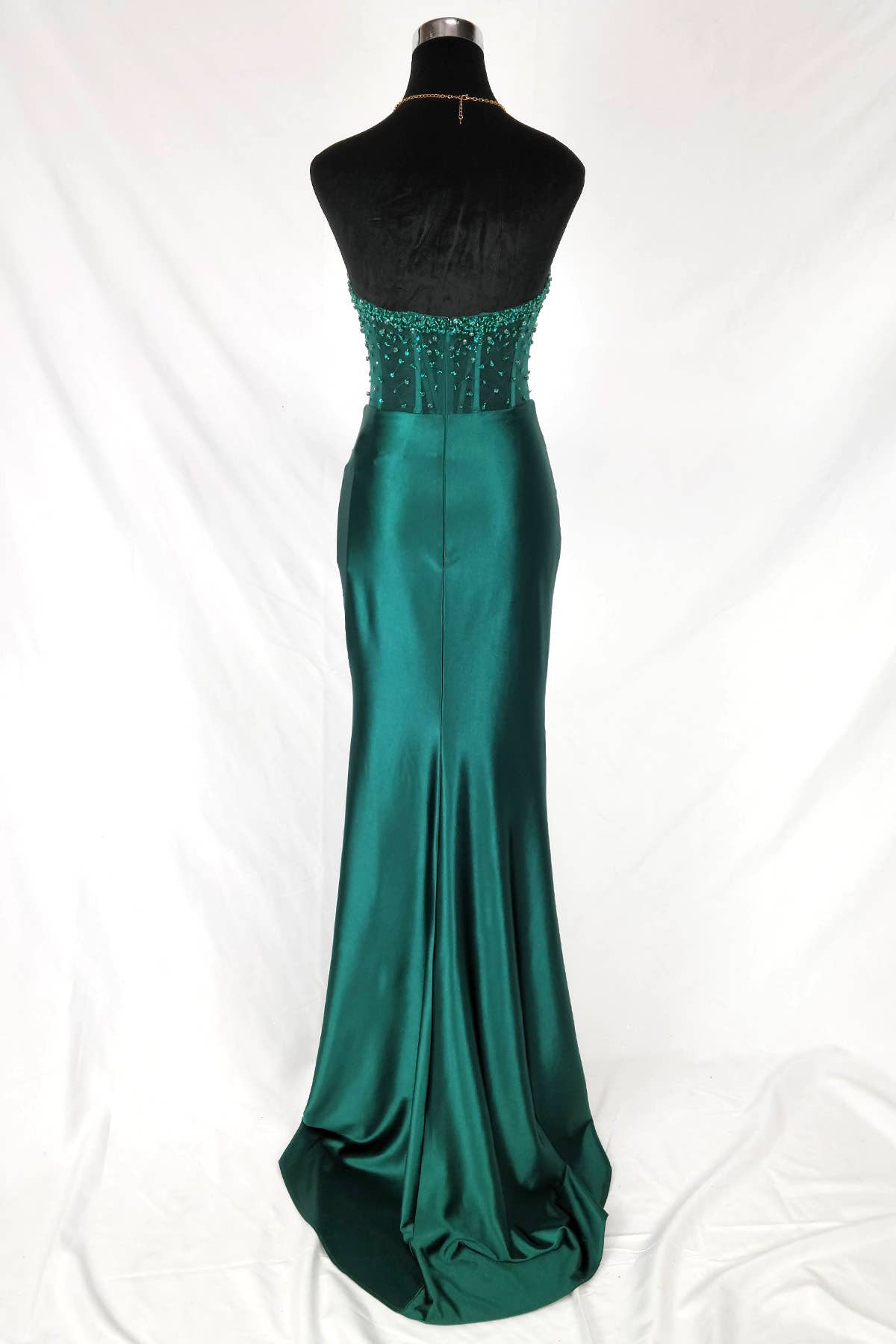 Chicas - Vente Robe de soirée – femme - Robe bustier en satin avec corset à perles et sequins C83121