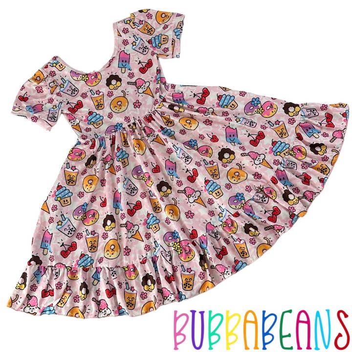 Robe à manches bouffantes Happy Snacks pour la vente par Bubbabeans