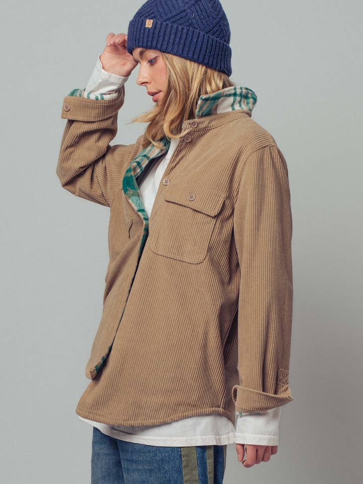 Urban Daizy - Wholesale Shirt Jacket/Shacket - Women's - Plaid Flannel-Lined Corduroy Shacket27