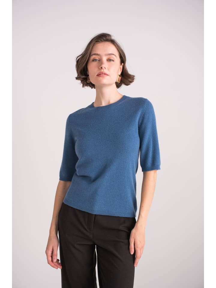 jw.atelier - Wholesale Knit Sweater - Women's - 100% cashmere round neck elbow-length sleeves sweater13