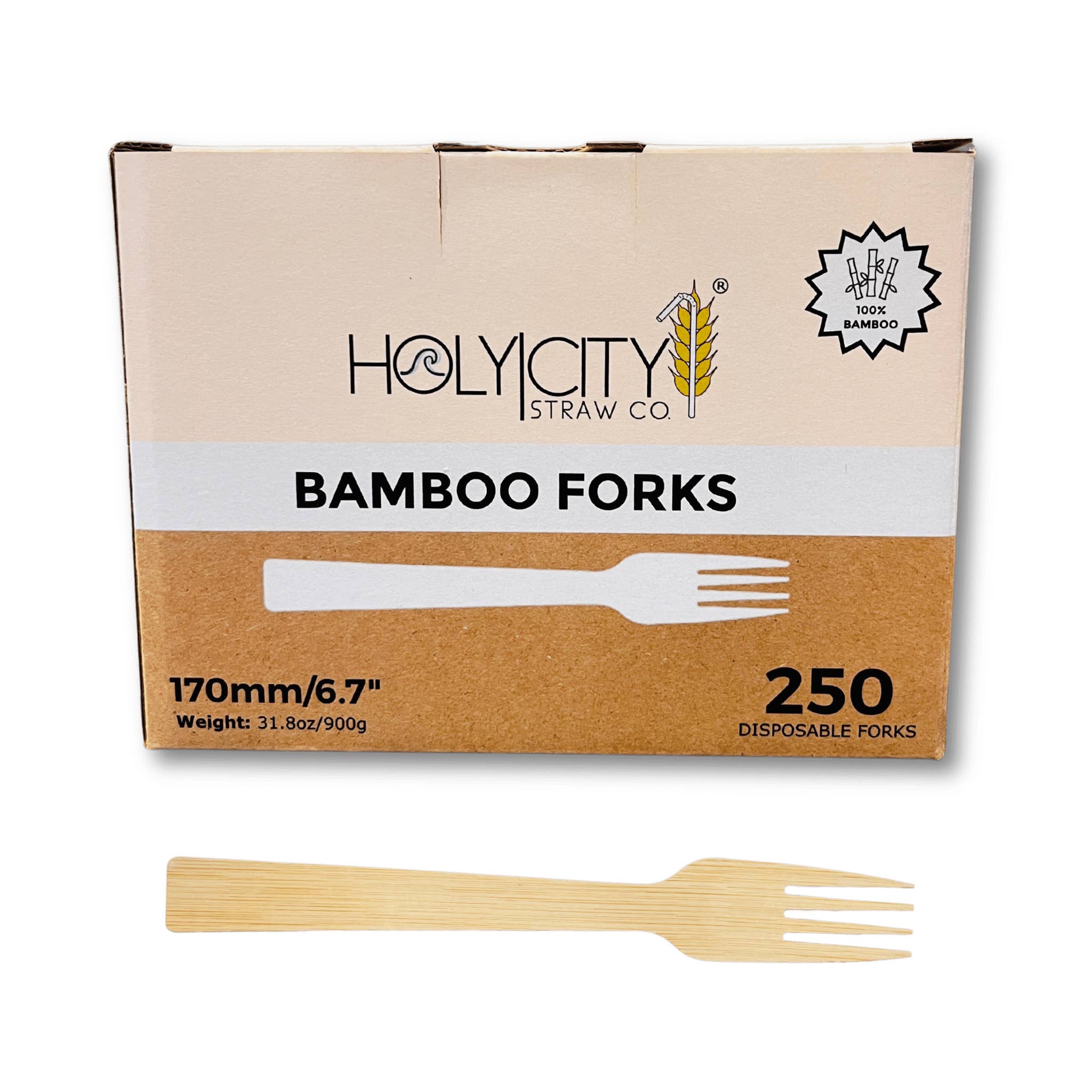 Holy City Straw Company - Wholesale Disposable Servingware Set - 6.7" Bamboo Forks | 1000ct. Case