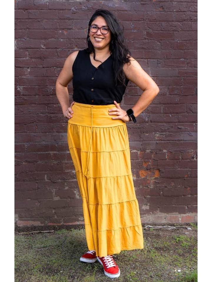 Ganesh Himal Trading - Wholesale Skirt - Women's - Cotton Tiered Maxi Skirt