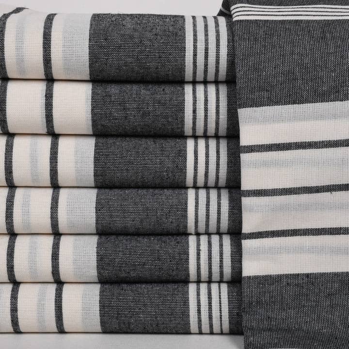 Organic Turkish Towels - Wholesale Beach towel - Embroidered Monogrammed Black Striped Beach Towel1