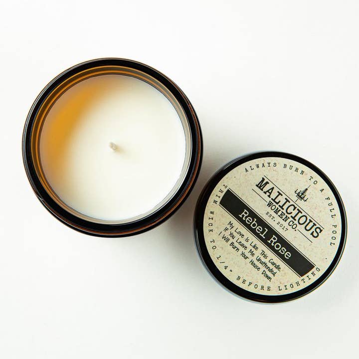 Malicious Women Candle Co - Wholesale Jar/Filled Candle - Funny Candle - Menopause - Fuck Off Scent: Rebel Rose