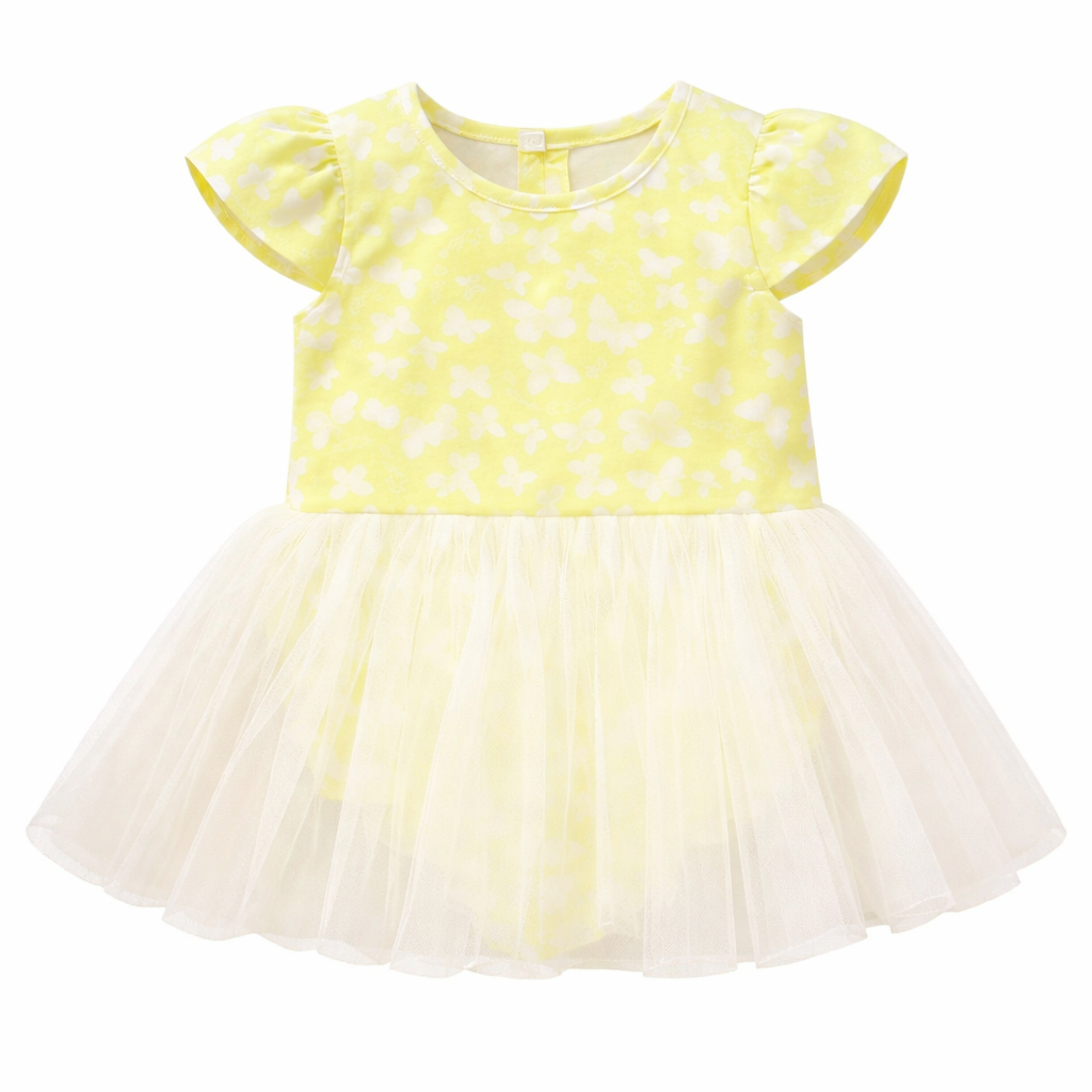 Fennco Styles – wholesale Klänning - Baby – Gul Fjäril Tyllkjol Babyklänning1