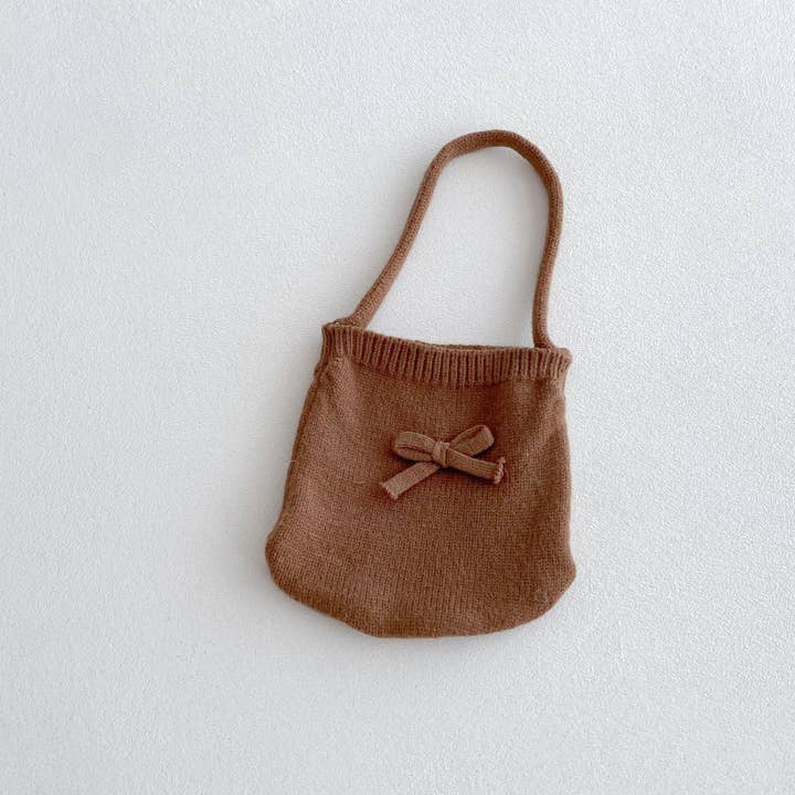 light coffee Girls’ Fall Winter Sweater with Bow, Flared Pants & Purse 3-Piece Outfit Set for wholesale on Faire5