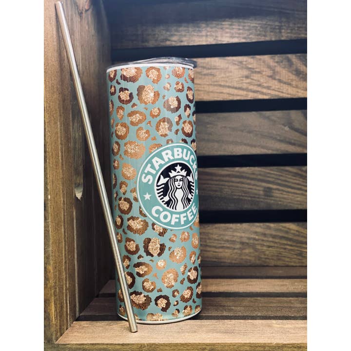 Popular Coffee Brand Green Gold Brown Cheetah Stainless for wholesale by Creations by Trudy