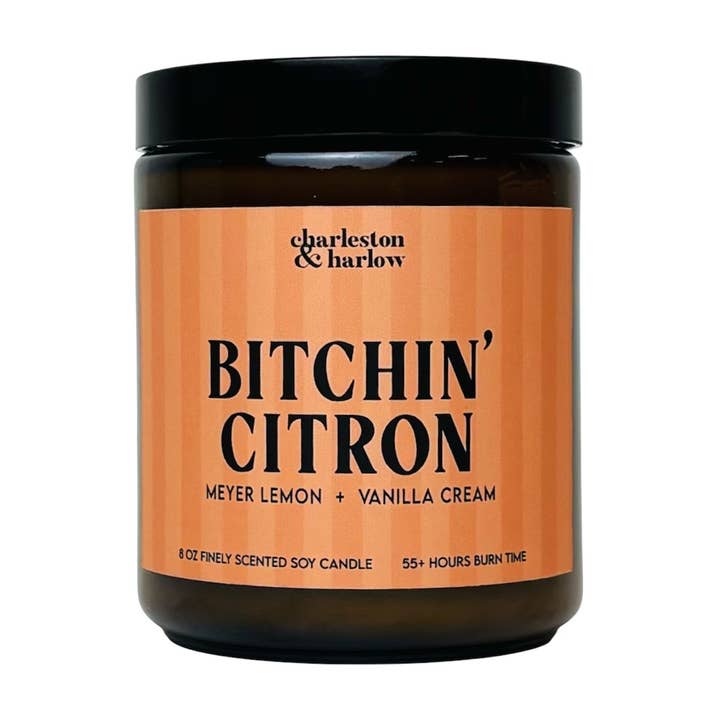 Charleston & Harlow Candle Co. - Wholesale Jar/Filled Candle - Bitchin' Citron Soy Wax Boxed Candle 8oz