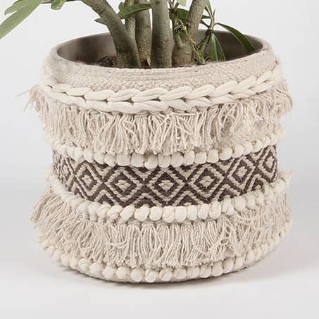 Tekstureret & Paneleret Bomuld Jute Basket for engroshandel hos IndieRoots