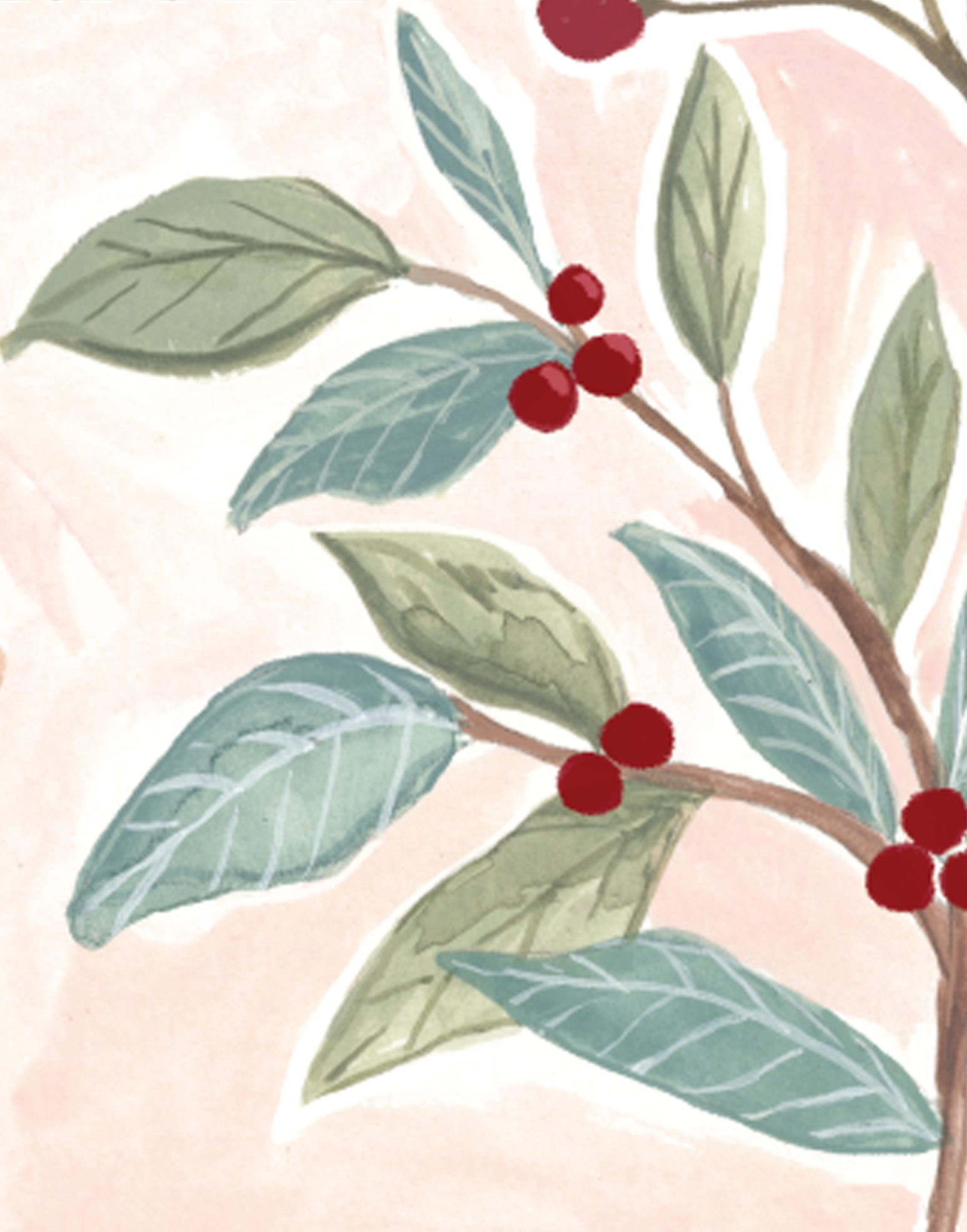 Jessica Frasz Studio - Wholesale Christmas Card - Merry and Bright Holiday Floral greeting card2