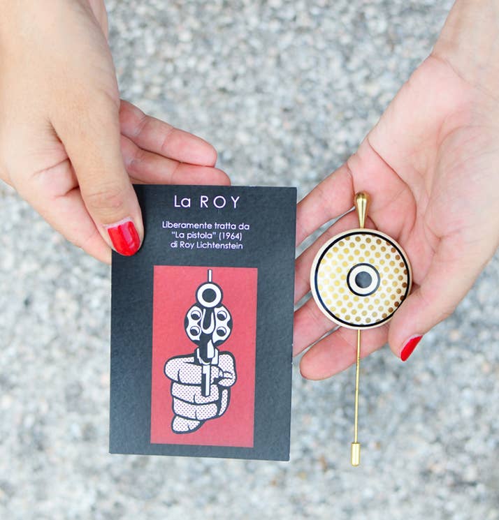 Ivory Black Gold La Roy Pin for wholesale on Faire0