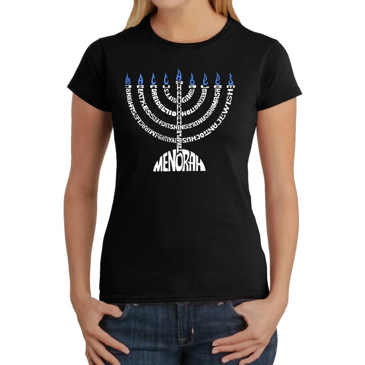 Menorah-Women's Word Art T-Shirt for wholesale by LA Pop Art