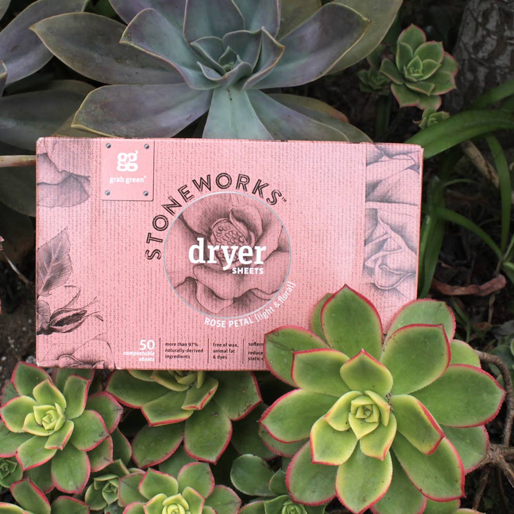 Grab Green - Wholesale Dryer Balls - Stoneworks Compostable Dryer Sheets, Rose Petal, 80 sheets8