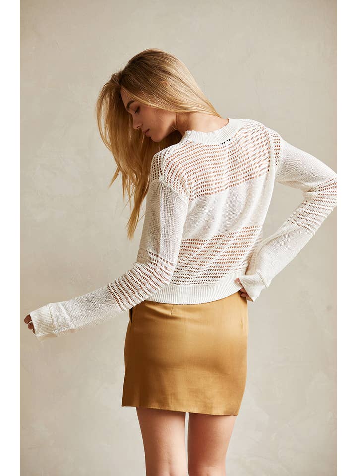 CREAM CT8952 - Donna Linen Cotton Mix Media Pullover for wholesale on Faire3