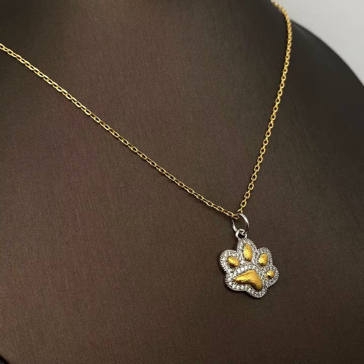 Mio Queena - Wholesale Pendant/Charm Necklace - Rhinestone Cat's Claw 18K Gold-plated Necklace