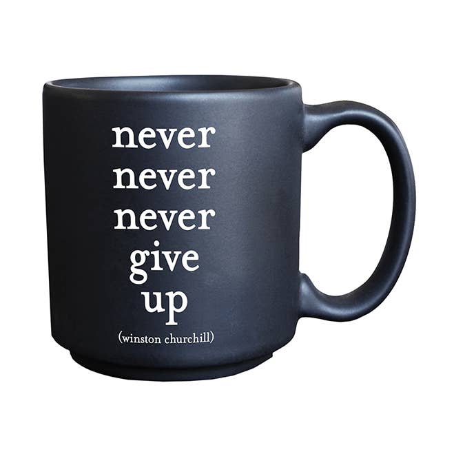 Mini Mugs - E93- Never Give Up (Winston Churchill) for wholesale by Quotable