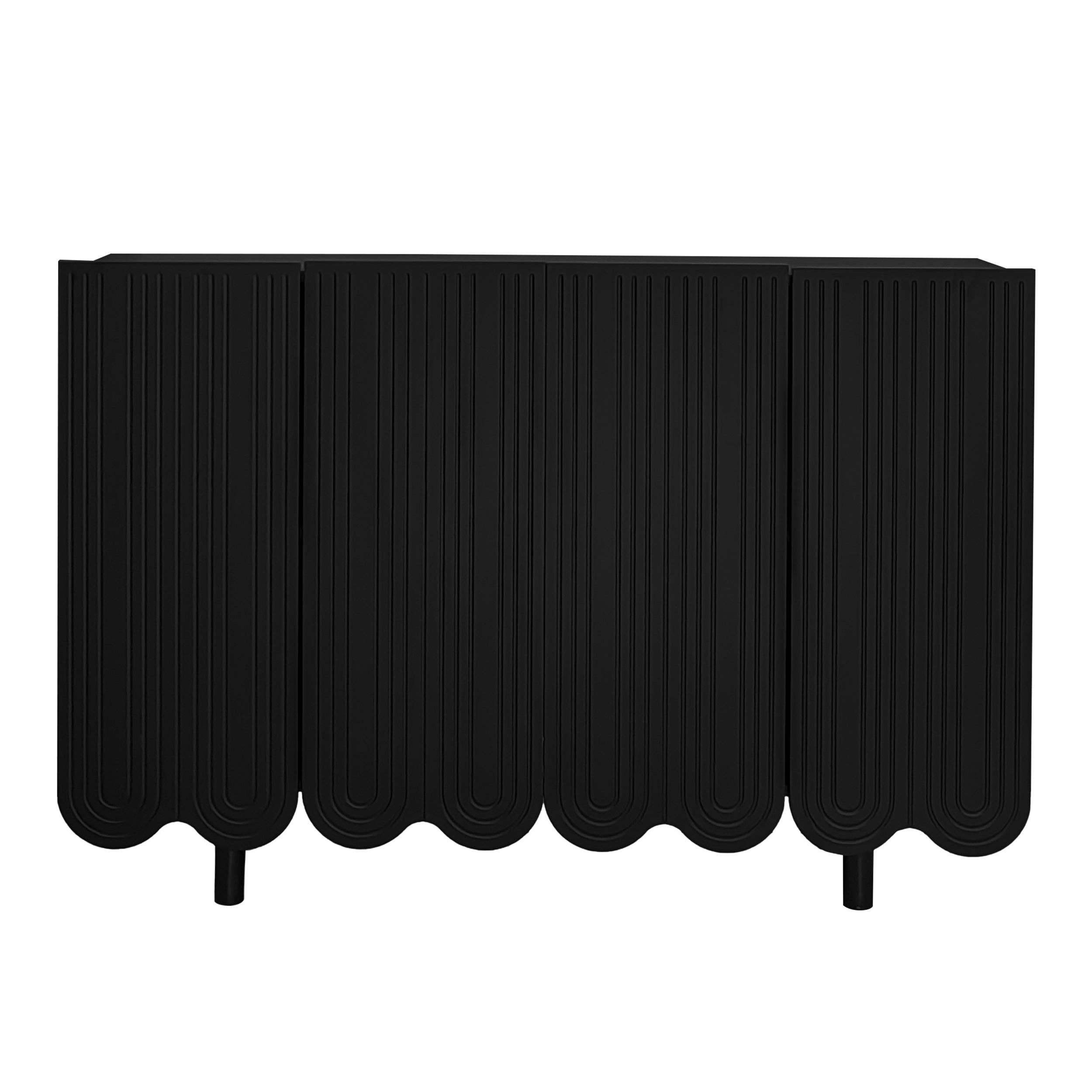 Urban Meuble - Wholesale Sideboard - Black buffet with 4 doors, pattern, and storage 120*37.5*80.8 cm EVRENS BLACK2