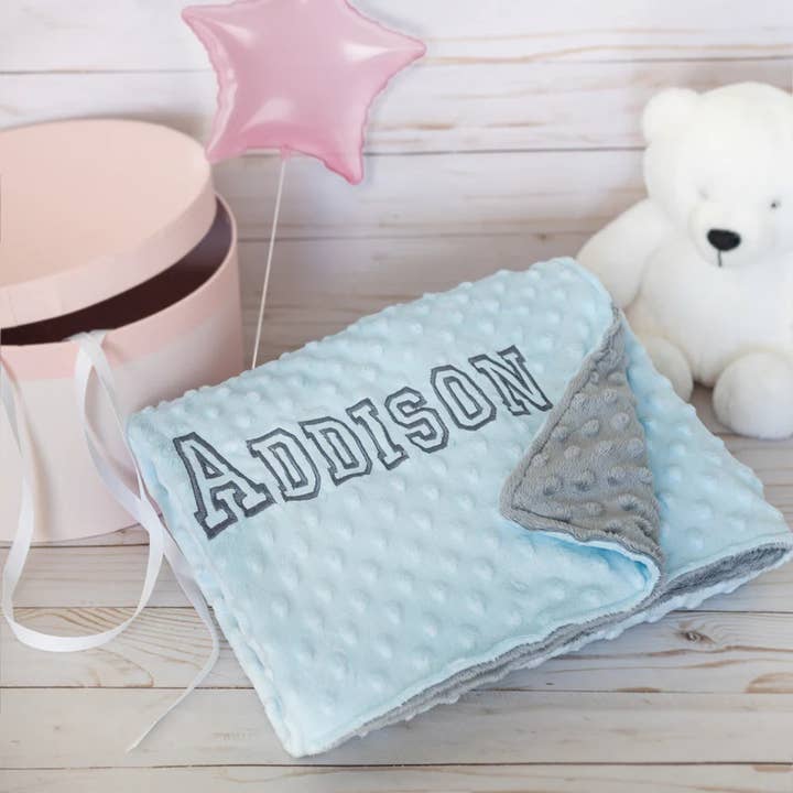 Personalized Minky Dot Baby Blanket
for wholesale by a Baby inc