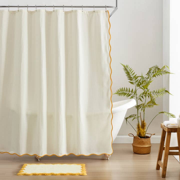 Monday Moose - Wholesale Shower Curtain - Anemona Shower Curtain (Yellow/Cream)4