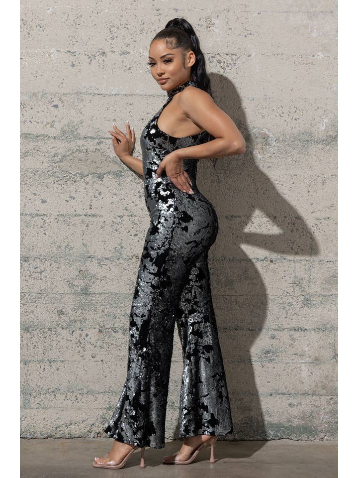 Melrose with Love - Wholesale Jumpsuit - Women's - BELL BOTTOM STRETCHY VELVET SEQUINS JUMPSUIT9