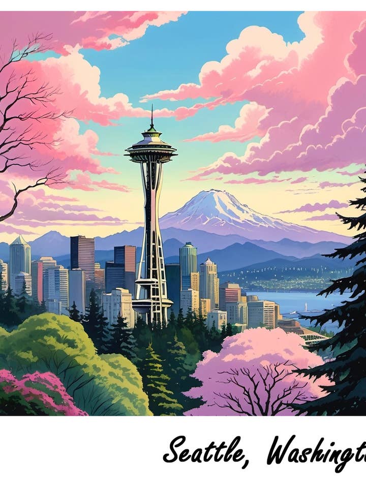 Space Needle - Holografischer Aufkleber für den Großhandel von Ikigai Life Designs