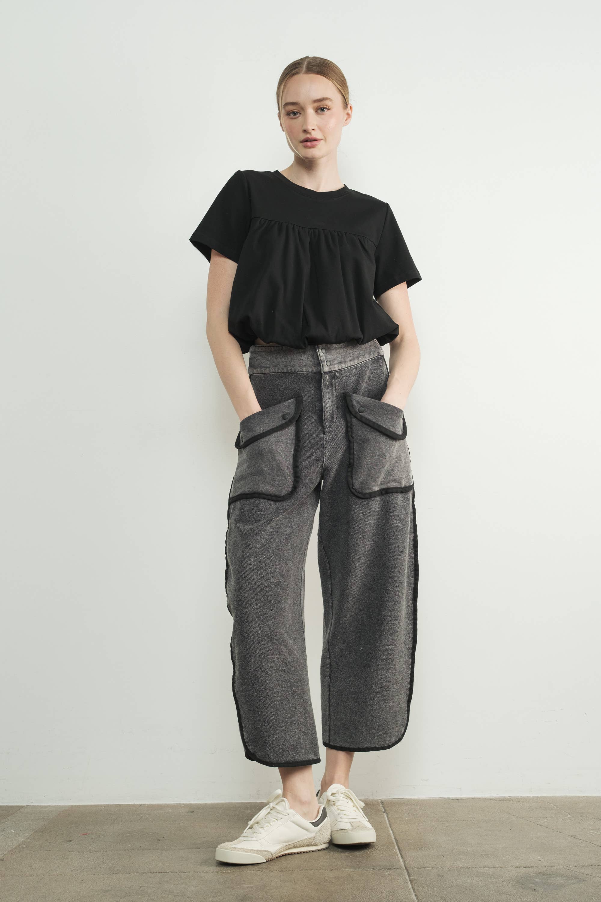 Aaron & Amber - Wholesale T-Shirt - Women's - MAT3226 BUBBLE HEM SHORT SLEEVE T-SHIRTS12