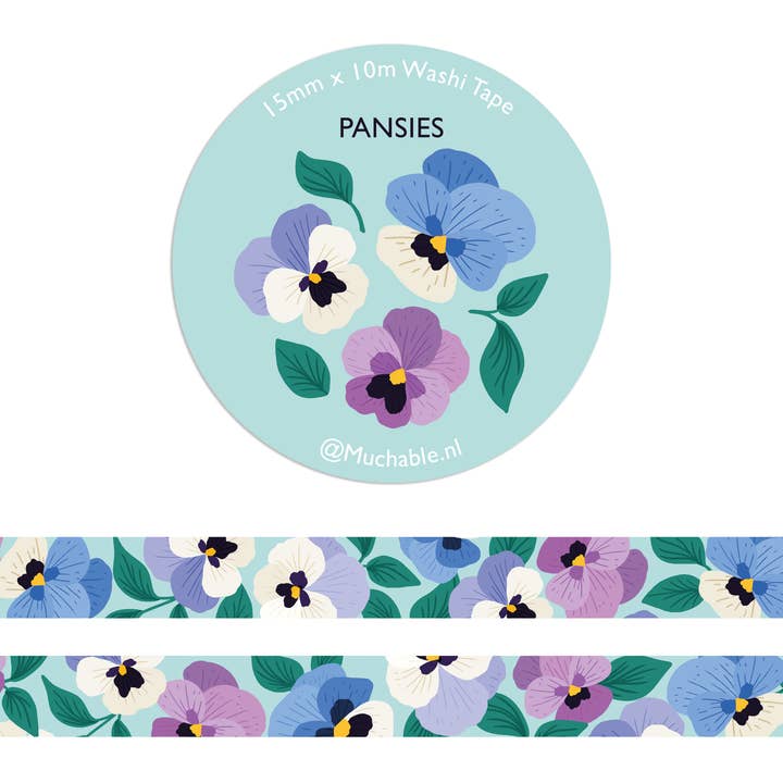 Washitape - pansies - cute flowers voor wholesale door Muchable