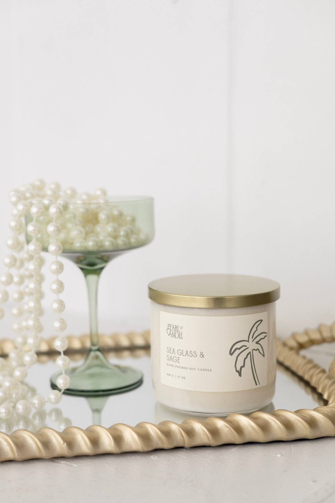 Pearl Candle Co. - Wholesale Jar/Filled Candle - Sea Glass & Sage Candle1