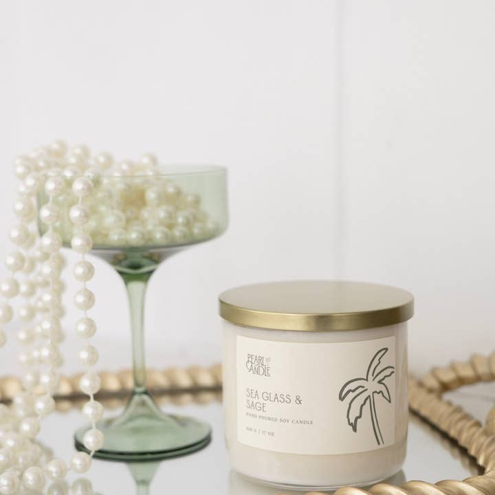 Pearl Candle Co. - Wholesale Jar/Filled Candle - Sea Glass & Sage Candle1