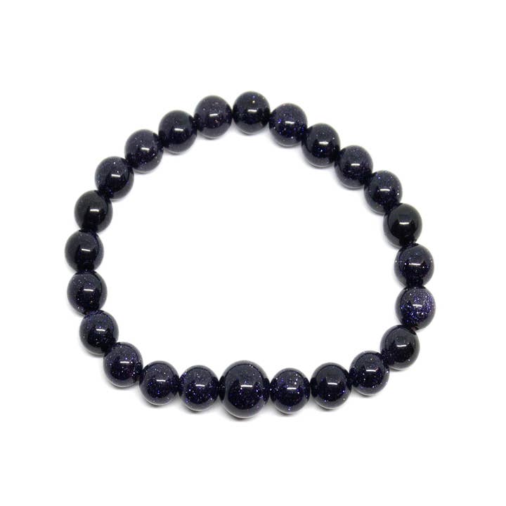 Blue Goldstone Beaded Bracelet - Prayer Beads - 8mm for wholesale by Namu Baru Inc.