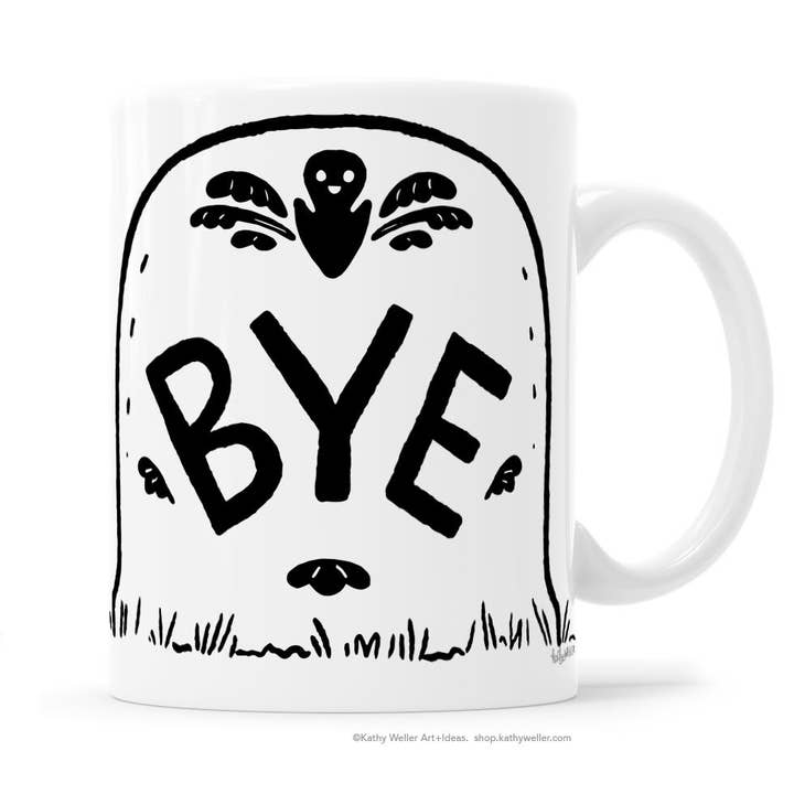 BYE Gravestone Mug for wholesale by Kathy Weller Art+Ideas