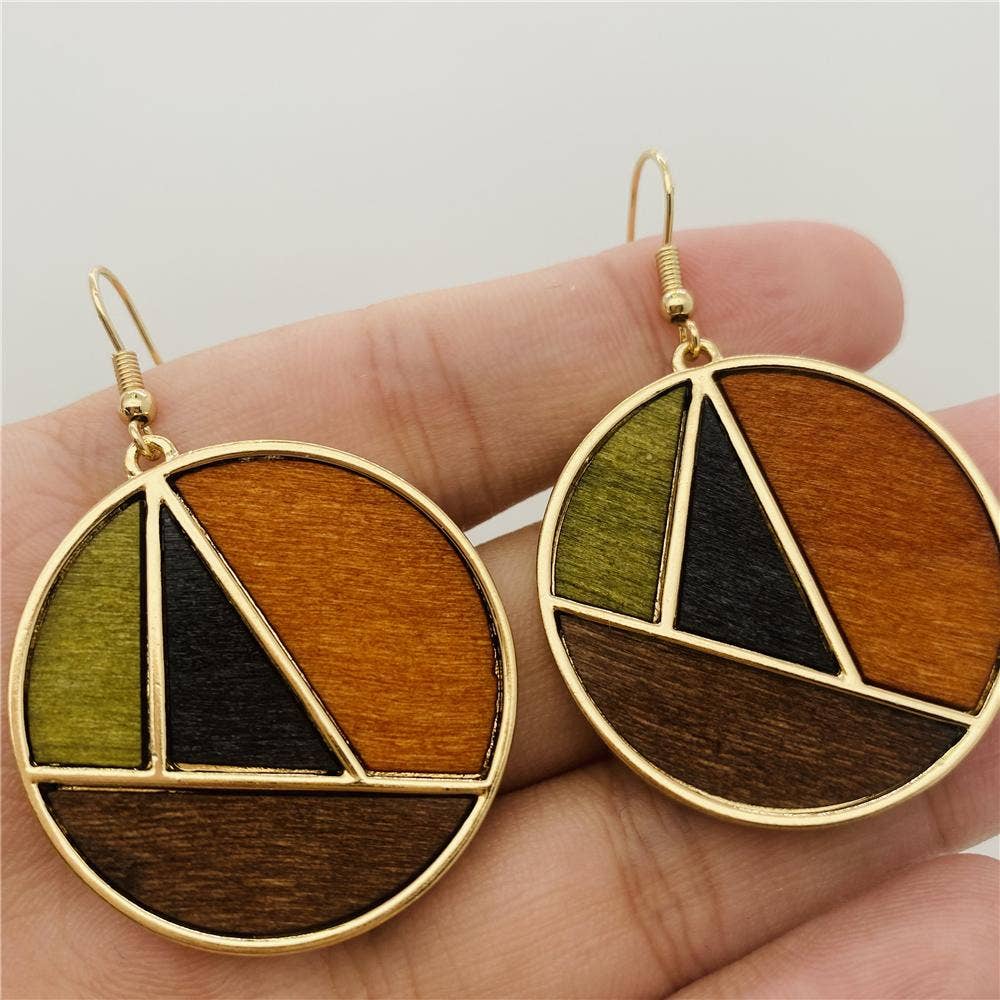 Mio Queena - Vente Boucles d'oreilles pendantes - Boucles d'oreilles en bois géométriques en bois0