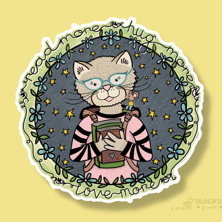 Read More Love More Vinyl Sticker – Book & Kindness Message for wholesale by Block21Prints