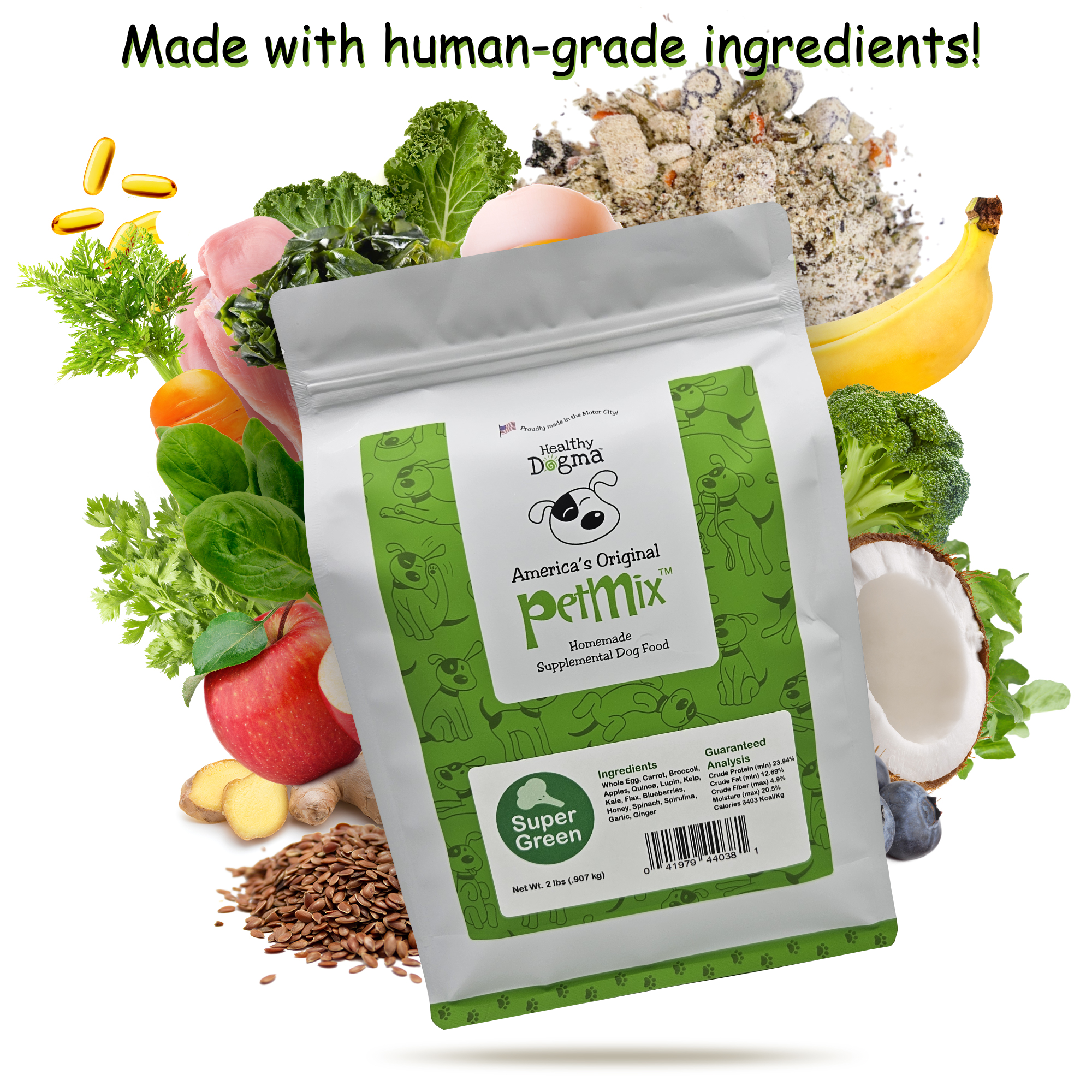 Healthy Dogma - Vente Nourriture – chien - Nourriture déshydratée pour chiens PetMix™ Super Green2