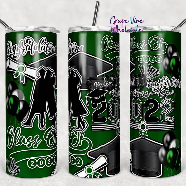 Class Of 2022 Deep Green Matte Burst 20oz Tumbler for wholesale by GrapeVineWholesale