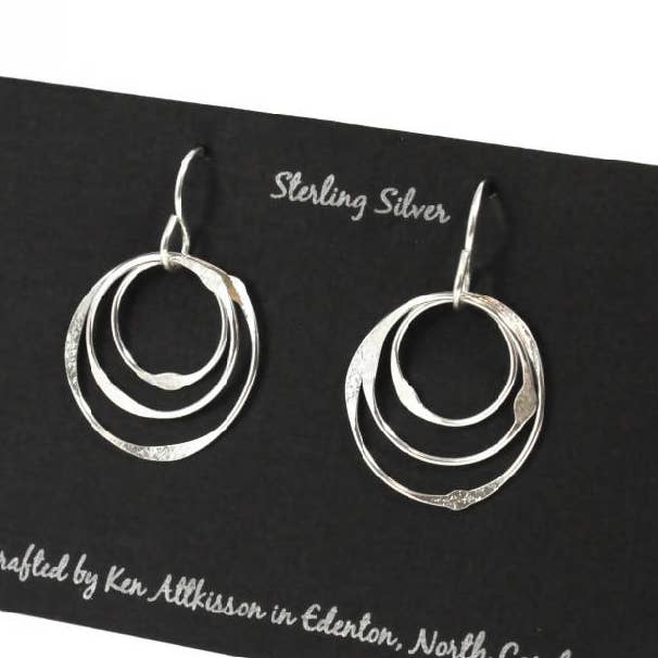 Sterling Silver Earrings 3 Multiple Circles for wholesale by Ken’s handcrafted jewelry