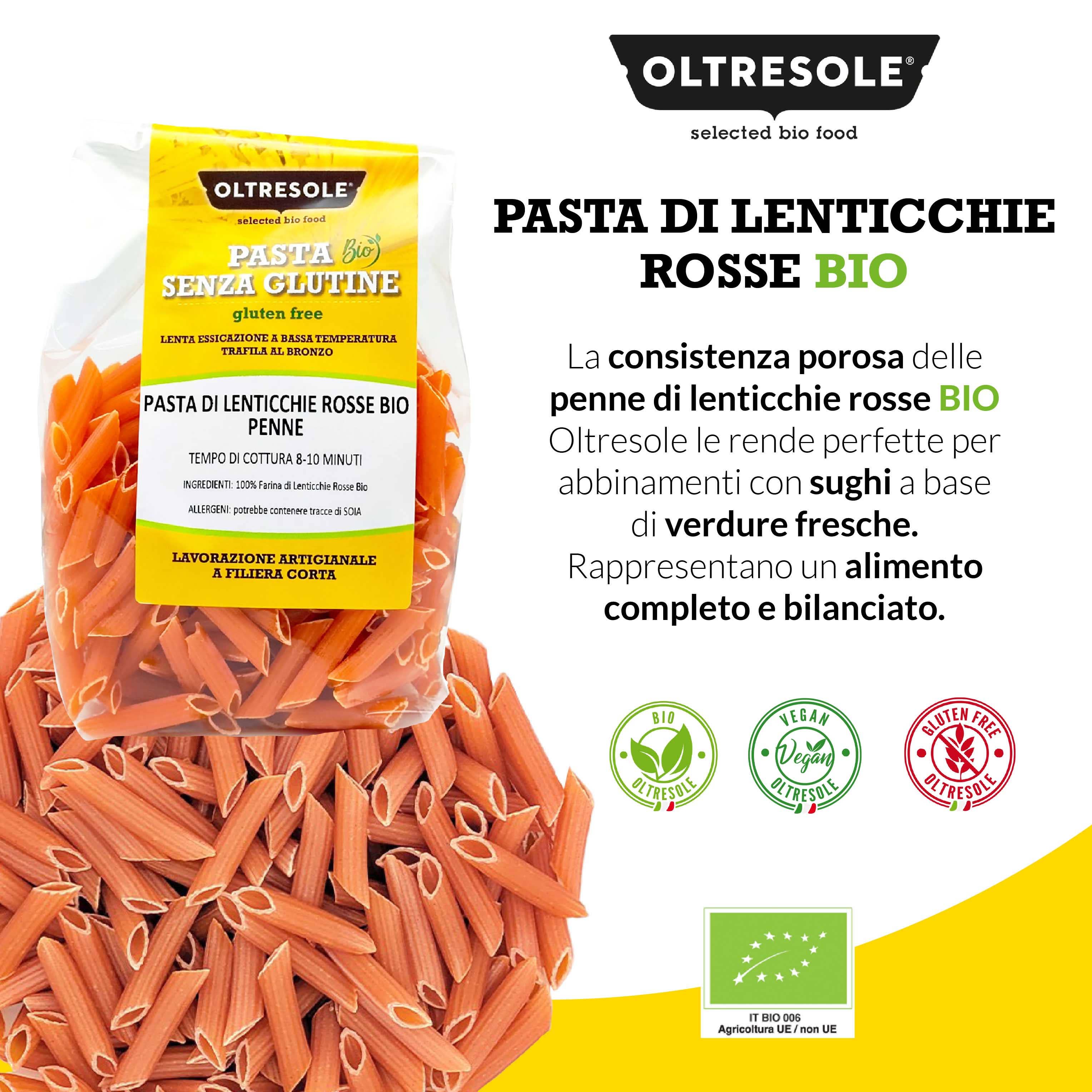 Oltresole - Wholesale Pasta - ORGANIC RED LENTIL PASTA PENNE 350 g5