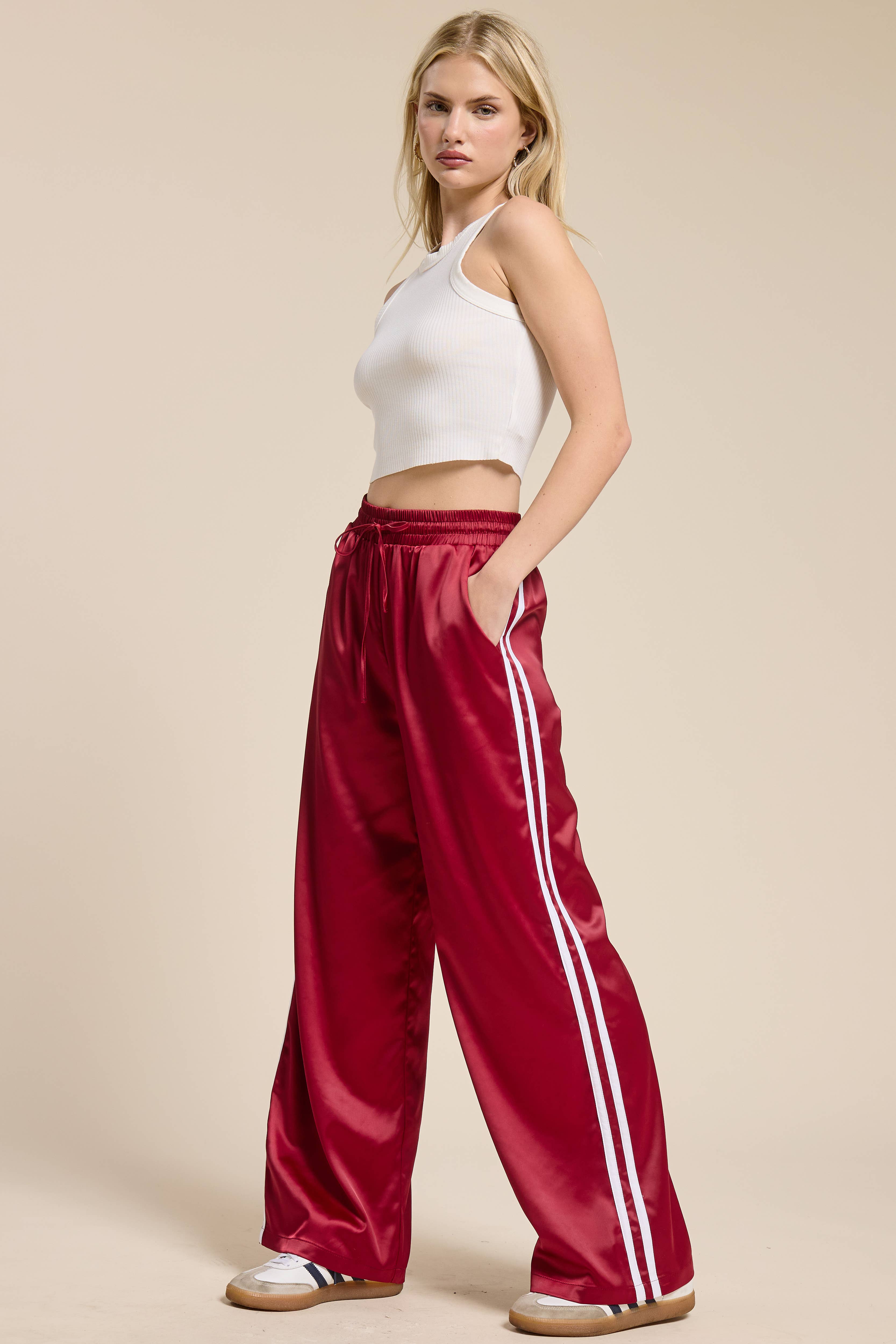 Mimosa - Vente Pantalon – femme - Pantalon de survêtement en satin avec bandes latérales3