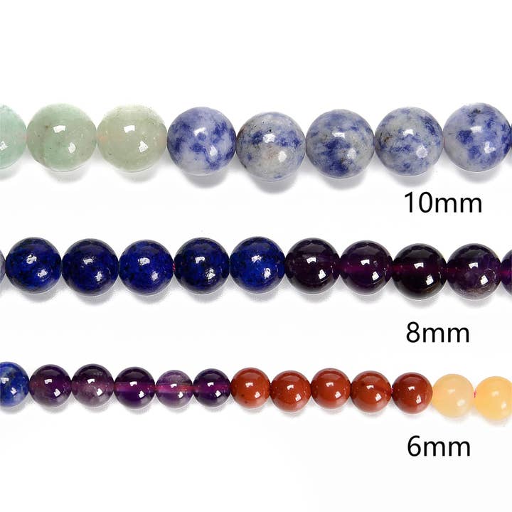 CRCBEADS - Wholesale Beads - Natural Rainbow Chakra Gemstone Beads Smooth Round 6mm 8mm 10mm 15.5'' Strand4