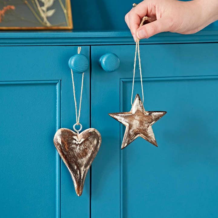 Mango Wood Heart and Star Decorations and other Purchase wholesale heart christmas ornaments. Free returns & net 60 terms on Faire trending on Faire.